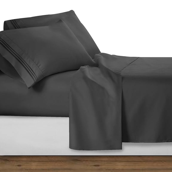 Elegant Comfort 1500 Series Queen Bed Sheet Set, Deep Pocket Cooling Sheets, Grey