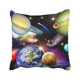 thumbnail image 1 of RYLABLUE Decorative Universe Solar System Planets Earth Galaxy Nebula Print Pillow Case Pillow Inner Included Soft Bedding New Fashion Size 18x18 inches Two Side, 1 of 1