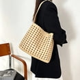thumbnail image 5 of WeaveCC Woven PU Tote Bag Set Large Capacity Shoulder Handbag with Cosmetic Pouch, 5 of 8
