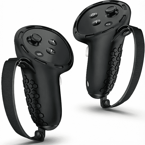 For Silicone Controller Grips Cover Compatible with Meta Quest 3 Quest 3S, Anti-Slip Textured VR Controller Protector with Adjustable Knuckle Straps VR Accessories