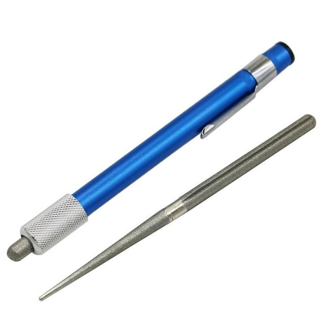 1 pieza de afilador de cuchillos retráctil de diamante, varilla de afilado de acero para cocina, herramientas de palo dentado para exteriores (azul, plateado)