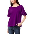 thumbnail image 1 of INC Blusa sin mangas con volantes para mujer, Púrpura, XX-Large I-N-C Pull-over, 1 of 1