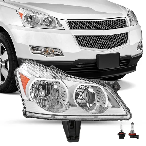 For 2009-2012 Chevy Traverse LS LT Right Passenger Side Chrome W/ Bulb Headlight