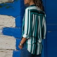 thumbnail image 3 of Women's Long Sleeve Button Down V Neck Striped Print Chiffon Shirt Top,Womens Tops Long Sleeve Shirts for Women Button Up Stripes Casual Blouses, 3 of 6