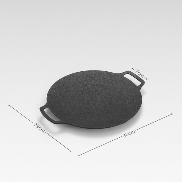 Grill Plate 35cm Thick Cast Iron Frying Pan Flat Pancake Griddle Non
