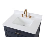 Tennant Brand 30 Modern Navy Blue Bathroom Vanity with White Quartz Top