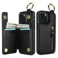 thumbnail image 2 of JTCASES for iPhone 14 Plus Case, PU Leather Lychee Pattern Zipper Purse Finger Ring Buckle Card Slots Stand Shell for iPhone 14 Plus Wear-resistant Shockproof Wallet Cover, Black, 2 of 9