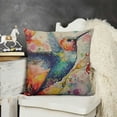 thumbnail image 2 of YINGXI  Watercolor Hummingbird Throw Pillow Cover Bright Colorful Rainbow Splash Stain Pillow Case Decorative Square Cushion for Home Couch Bed 18x18in, 2 of 5