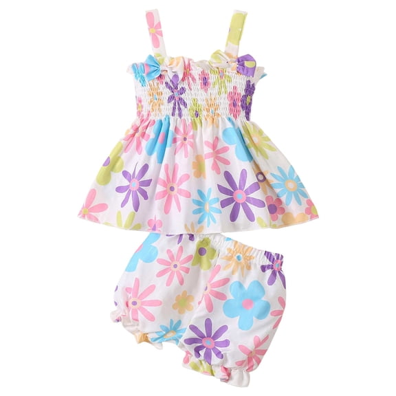 Gerichy Girls Summer Outfits, Cute Fashion Print Shirt Short Sleeve Suit Girls Flower Shorts
