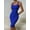 22320-Royal Blue, variant on Sexy Sleeveless Bodycon Midi Dress Women Square Neck Elegant Wrapping Dresses Slip Party Club Pleated Wear (22320-Royal Blue,S)