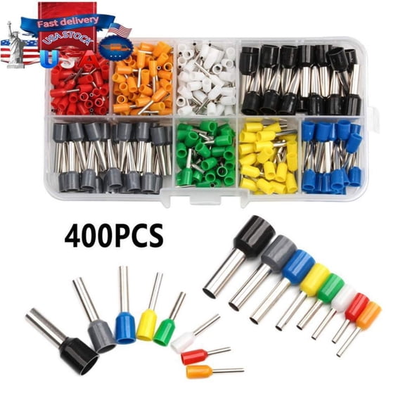 400pcs Ferrule Wire Copper Crimp Connector Insulated Cord Pin End Terminal Kit
