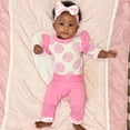 thumbnail image 5 of AnnLoren Baby Girls Layette Pink Polka Dot Onesie Pants Headband 3piece Gift Set, 5 of 8