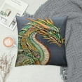 thumbnail image 2 of PIKWEEK  Celtic Throw Pillow Cushion Cover, Head of Dragon with Ornate Effects on Grunge Backdrop Mythical, Decorative Square Accent Pillow Case, White Green, 2 of 5