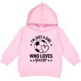 thumbnail image 2 of Inktastic Just a Girl Who Loves Soccer Toddler Hoodie, 2 of 4