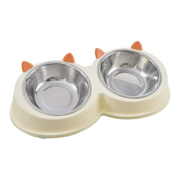 YfiDSJFGJ Double Dog Cat Water and Food Bowls, Stainless Steel Pet Bowls, Pet Feeder for Cats and Small Dogs,A