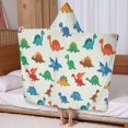 thumbnail image 5 of White Cartoon Dinosaurs Pattern Hooded Bath Towel，60"x35" for Ages 3 To 12 Kids, Quick Dry Lightweight Soft Microfiber Hood Beach Towel Cover Up for Kids, 5 of 7