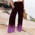 thumbnail image 2 of XFLWAM Women's Casual Wide Leg Palazzo Pants High Waisted Smocked Lounge Trousers with Pockets Black Purple XXL, 2 of 6