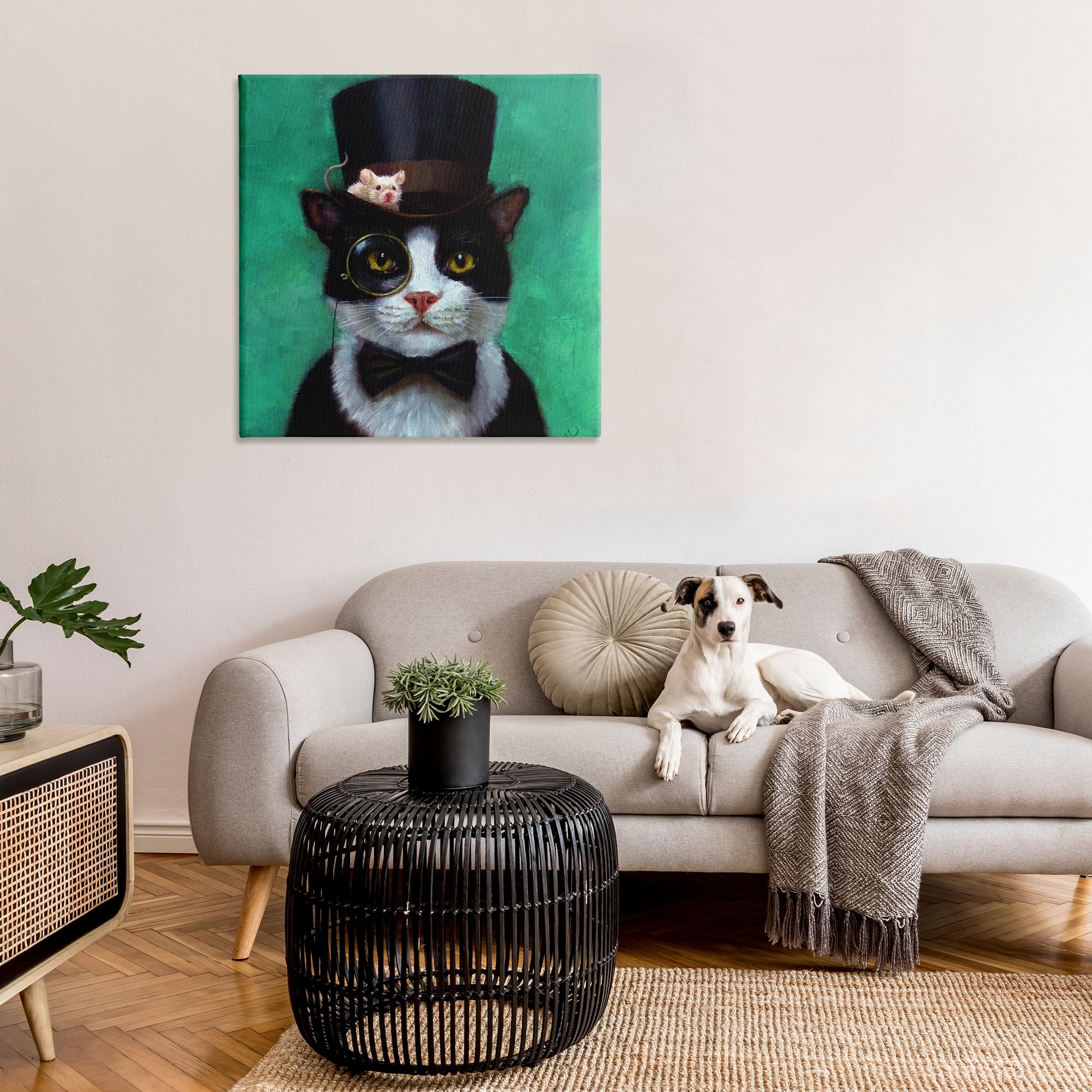 Stupell Industries Good Sir Top Hat Cat Animals & Insects Painting Gallery Wrapped Canvas Art Print Wall Art, 36 x 36