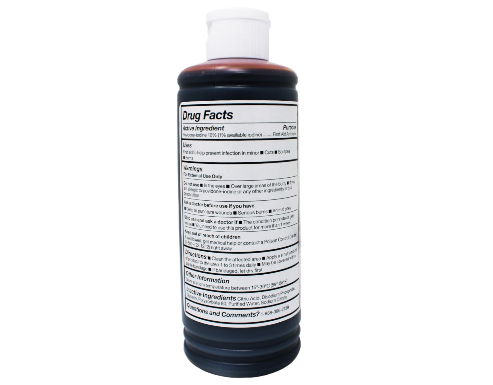 Leader Povidone Iodine 10% Topical Solution First Aid Antiseptic, Prevent Infection, 8 oz - 3 Pack