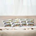 thumbnail image 3 of Ambesonne Cartoon Throw Pillow Cover 4 Pack, Cheerful Happy Trains, 20", Multicolor, 3 of 6