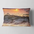 thumbnail image 2 of Designart Sunrise and Roaring Ocean Waves - Seascape Throw Pillow - 12x20, 2 of 5
