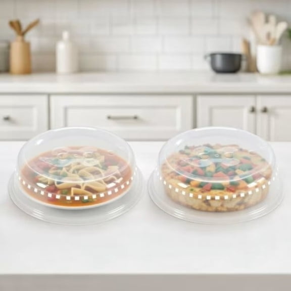 2 Pack of Classic Microwave Cover, 10 inches in diameter, Clear