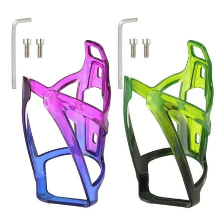 Uxcell Bike Water Bottle Holder, Water Bottle Cage with Screws Tool for Road Cycling Touring 2 Pack & Black/Green & Blue/Purple