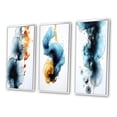 thumbnail image 3 of Designart "Wonders Found Turquoise and Gold Ink Cloud II" Abstract Painting Framed Wall Art Set Of 3 - Turquoise Modern Frame Canvas Set For Living Room Decor, 3 of 6