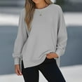 thumbnail image 3 of FAIWAD Sweatshirt for Women Long Sleeve Zipper Slit Oversized Pullover Casual Side Slits Drop Shoulder Sweatshirts, 3 of 9