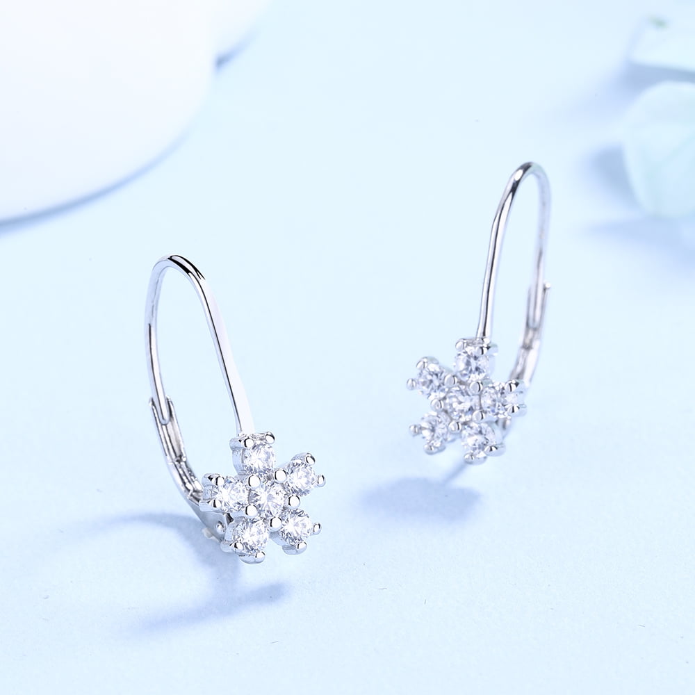 Sterling Silver and 18k Gold Swarovski Crystal Leverback Earring ...