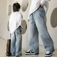 thumbnail image 4 of Afdoent Kids Baggy Jeans Boys Wide Leg Elastic Waist And Multiple Pockets Cargo Trousers Jeans Denim Pants For Children 5-6 Years, 4 of 9