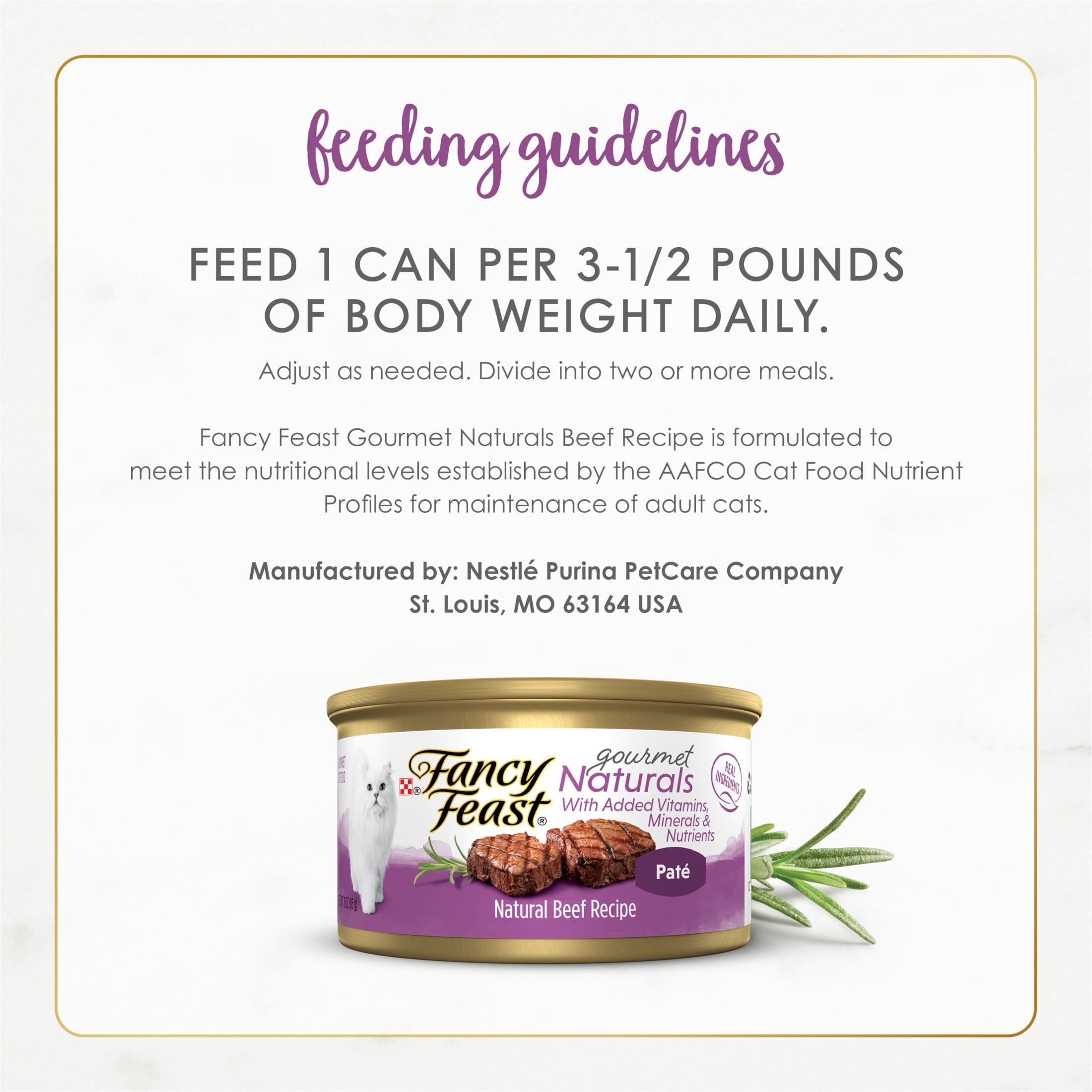 Purina Fancy Feast Gourmet Naturals Kitten Food, Wet Cat Food, Beef Pate, 3 oz Cans, 12 Pack