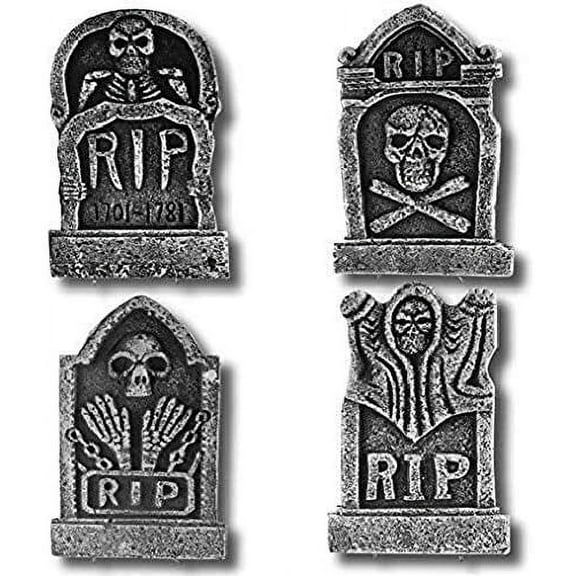 Prextex Set of 4 Fake Tombstones for Halloween Prop Outdoor Scene Decoration