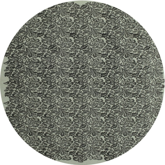 Ahgly Company Machine Washable Indoor Round Contemporary Western Charcoal Gray Area Rugs, 6' Round