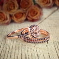thumbnail image 3 of 2 carat Round Cut Morganite and Black Diamond Trio Wedding Set Bridal Ring Set in 10k Rose Gold, 3 of 4