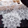 thumbnail image 3 of Round Hollow Coaster Lace Embroidered Tablecloth Dining Table Bowl Heat Insulation Mat Fabric Decorative Ornaments Props, 3 of 6