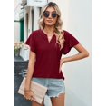 thumbnail image 2 of Womens Summer Blouses Ruffle Short Sleeve V Neck Shirts Casual Crochet Eyelet Tops, 2 of 5