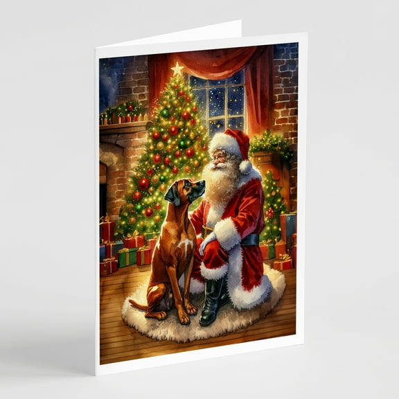 Rhodesian Ridgeback and Santa Claus Greeting Cards Pack of 8 7 in x 5 in