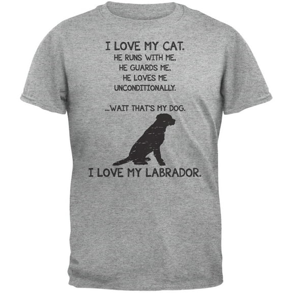 I Love My Labrador Boy Heather Grey Adult T-Shirt - 2X-Large