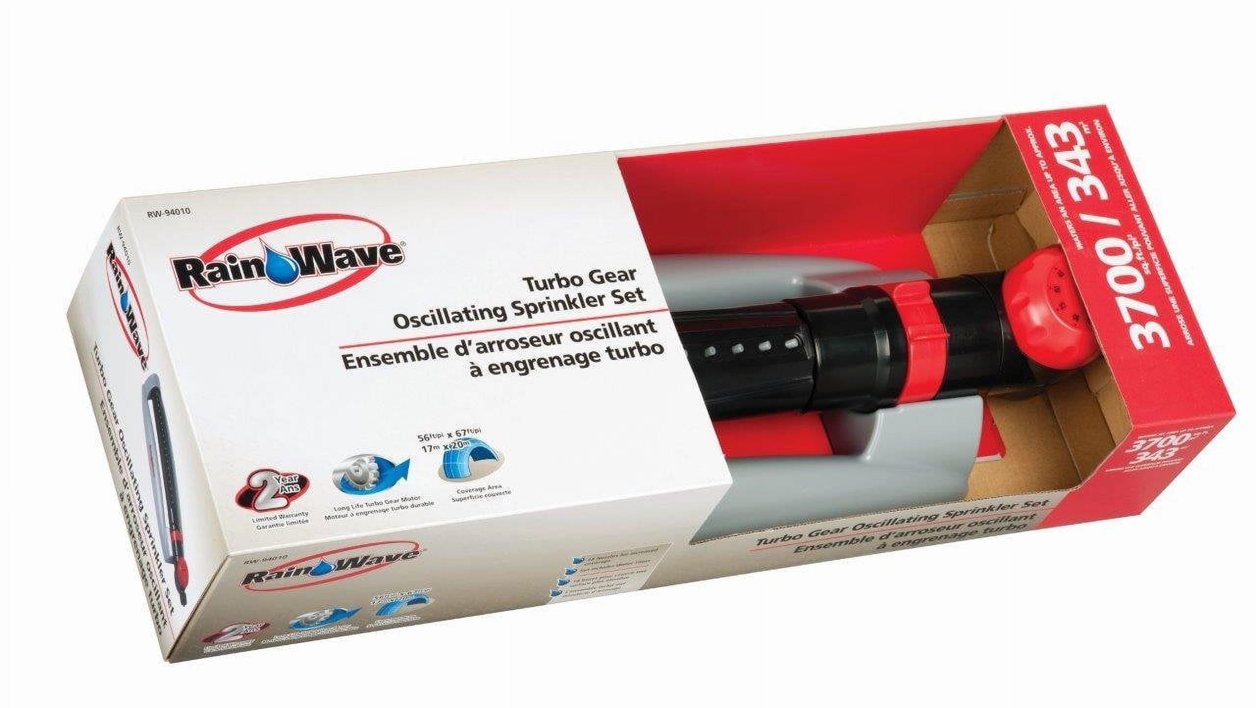 RAINWAVE Turbo Gear Oscillating Sprinkler Set with Timer, Cover Up to 3700 Square Feet