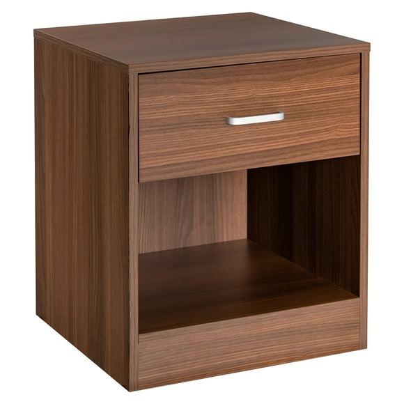 Mesita de noche Costway moderna con almacenamiento de madera de 2 Niveles con cajón y gabinete