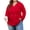 Bright Red, variant on PINKSIR Womens Plus Size Hoodies Trendy Fall Fashion V Neck Oversized Sweatshirt Tops Clothes,Size 1X-5X