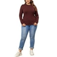 thumbnail image 2 of Agnes Orinda Women's Plus Size Sweater Long Sleeve Crewneck Shirts Knit Casual Basic Tee Tops 1X Burgundy, 2 of 6