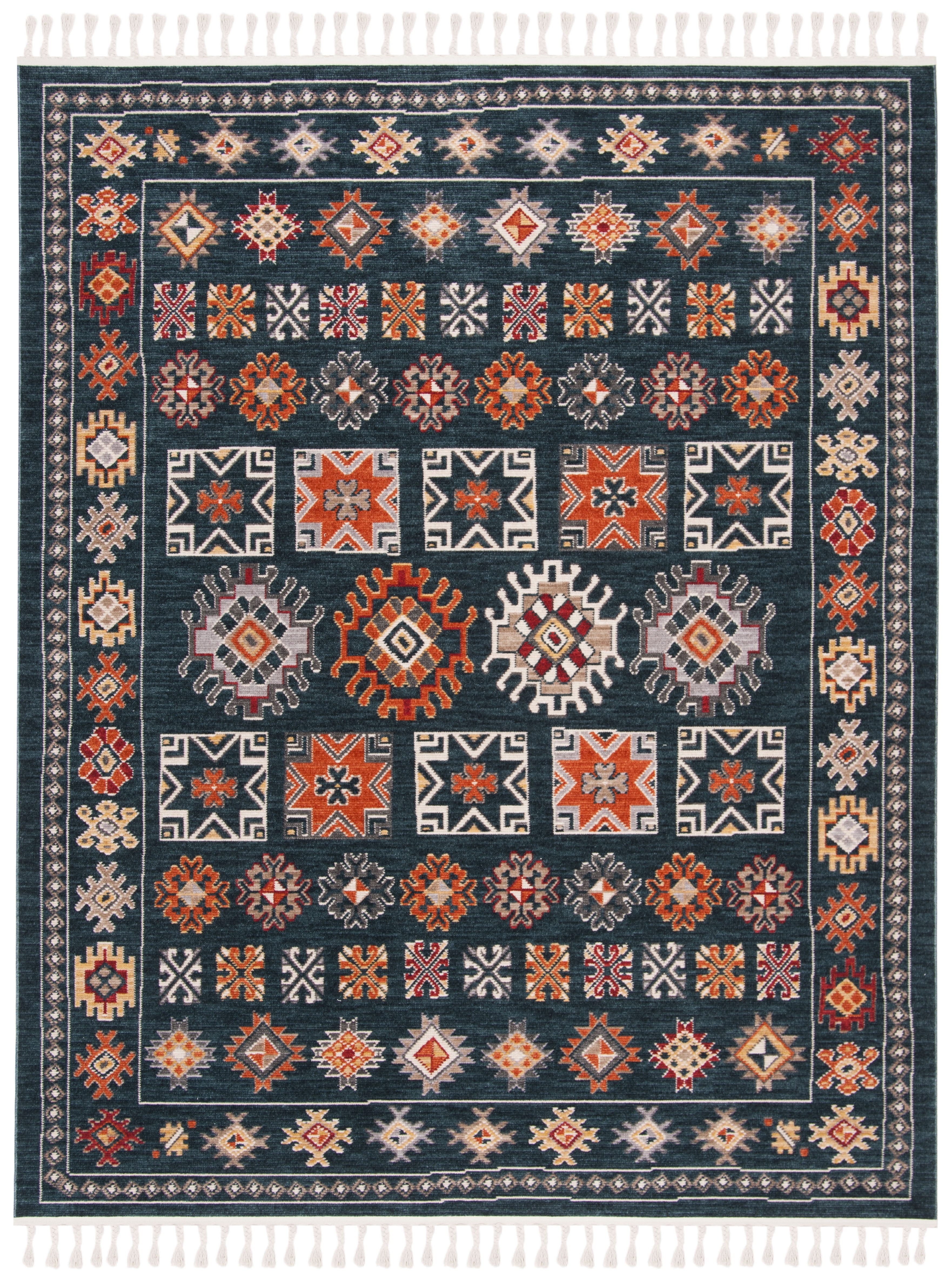 Safavieh Farmhouse Medici Southwestern Area Rug, Navy/Orange, 8' x 10'