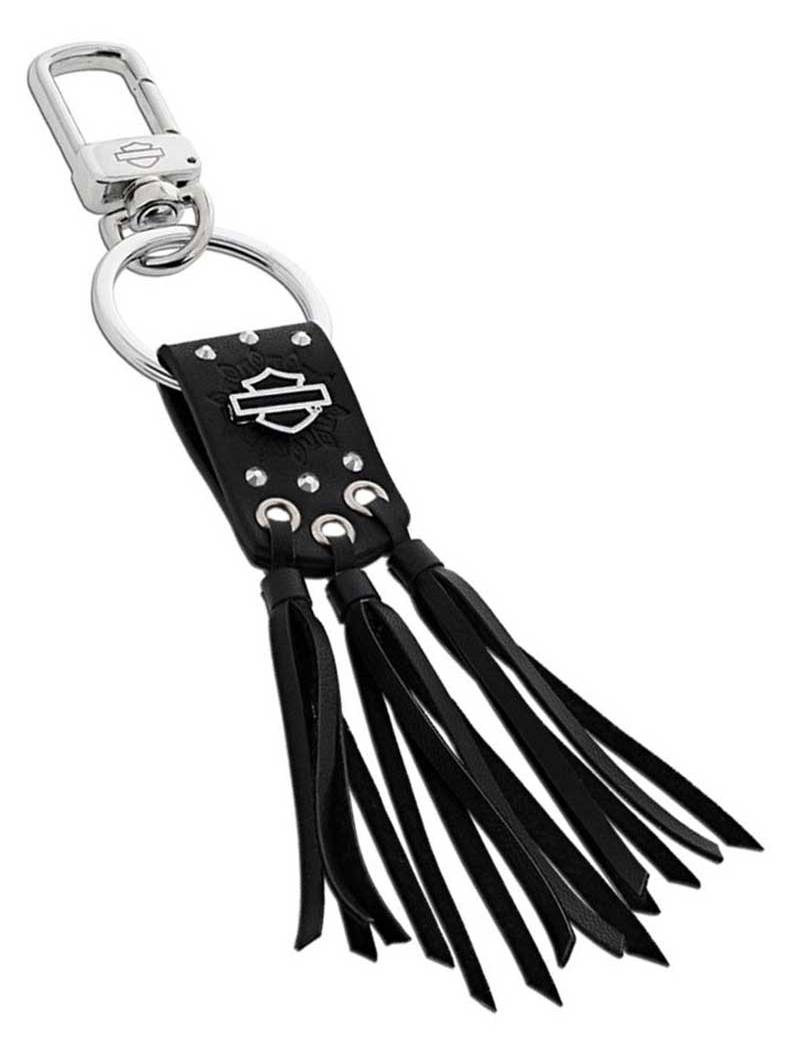 HarleyDavidson Fringe & Crystal Bar & Shield Faux Leather Key Chain