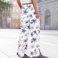 thumbnail image 5 of WTOBBY Women's Flowy Floral Wide Leg Pants with Adjustable High Waist Drawstring, Functional Pockets and Relaxed Casual Fit for Farmers Markets and Summer Festivities,Purple Pink 2XL, 5 of 7