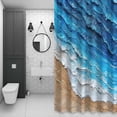 thumbnail image 4 of Coastal Ocean Bathroom Shower Curtain, Beach Dark Blue Waves Gradient Oil Painting Waterproof Washable Soft Bath Curtain for Bathtub Decor with 12 Hooks&Grommet, 60x72 Inch, 4 of 9