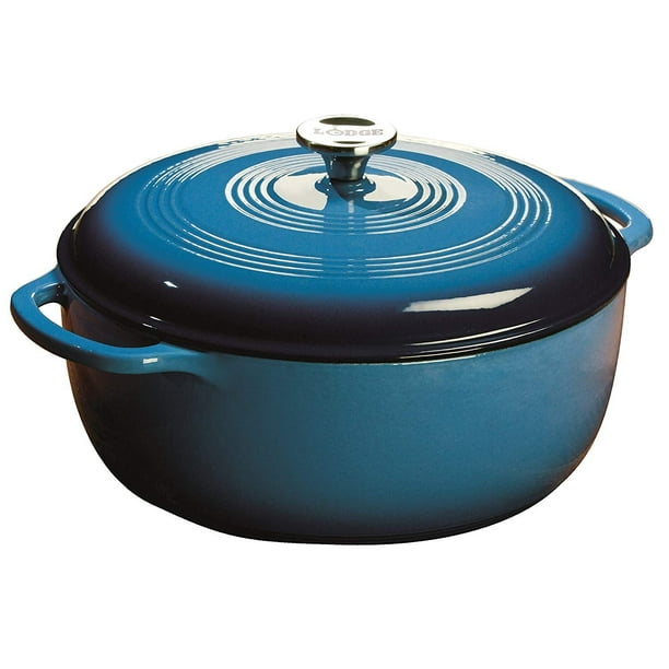 Lodge 7.5 Quart Enameled Cast Iron Dutch Oven. XL Blue Enamel Dutch