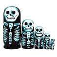 thumbnail image 3 of TETOU 5Pcs Skull Nesting Dolls, Beautiful Handmade Wooden Russian Stacking Dolls Collection Toy for Hallowe'en and Birthday, 3 of 6
