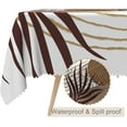 thumbnail image 2 of 60x84inches Mid Century Boho Rectangle Tablecloth Abstract Geometric Brown Eucalyptus Leaves Sun Table Cloth Waterproof Fabric Polyester Table Cover for Kitchen Dining Room Patio Home Decor, 2 of 7